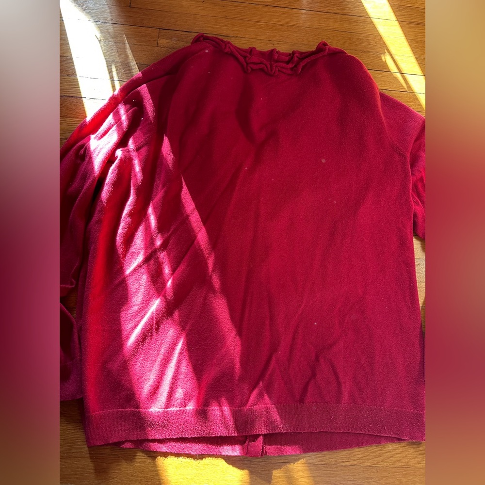 Crimson Ruffle Talbots Cardigan, 1X - Picture 4 of 8
